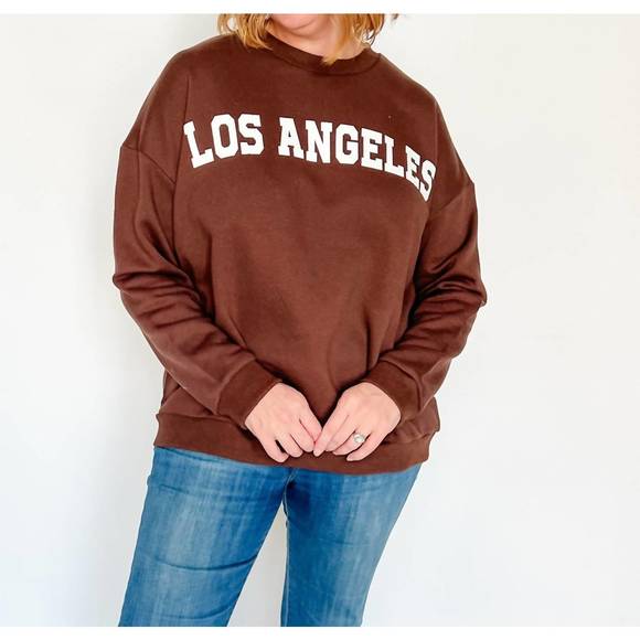 NEW PRETTY GARBAGE los angeles terry sweatshirt in brown - Picture 2 of 6
